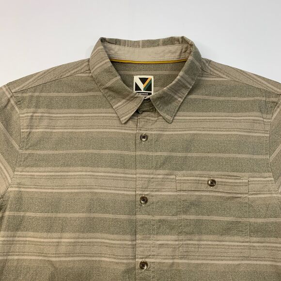 Voyager Shirt Mens M Medium Beetle Striped Button Up Stretch Woven Short Sleeve - Picture 3 of 12